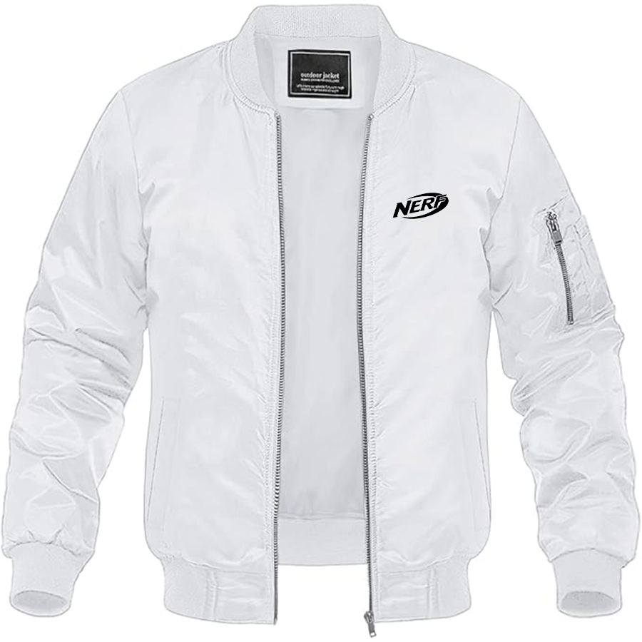 Men's Nerf Logo Lightweight Bomber Jacket Windbreaker Softshell Varsity Jacket Coat