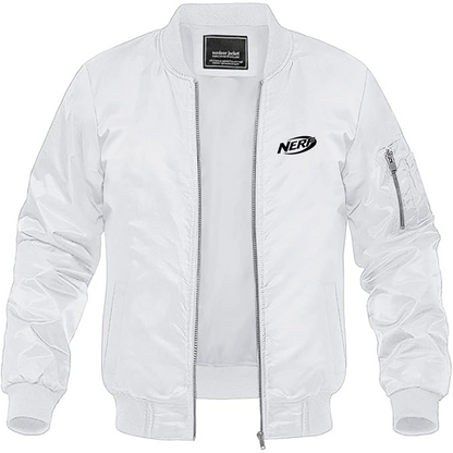 Men's Nerf Logo Lightweight Bomber Jacket Windbreaker Softshell Varsity Jacket Coat