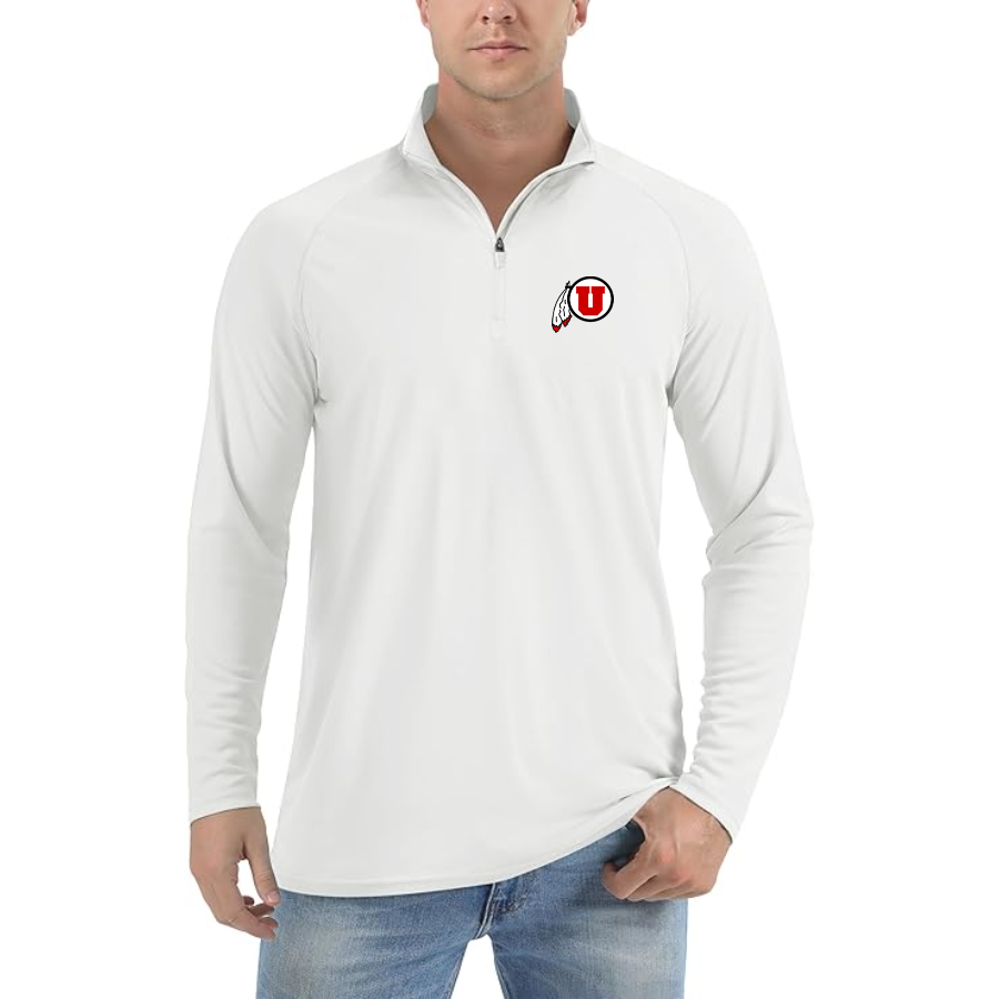 Men's Utah Utes Lightweight Quarter-Zip Athletic Shirt Long Sleeve Performance - White