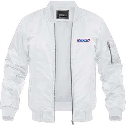 Men's  Snickers Logo Lightweight Bomber Jacket Windbreaker Softshell Varsity Jacket Coat