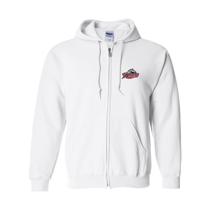 Men's Rider Broncs Logo Gildan  Heavy Blend Full Zip Hooded Sweatshirt