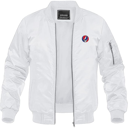 Men's Gratefu Dead Logo Lightweight Bomber Jacket Windbreaker Softshell Varsity Jacket Coat