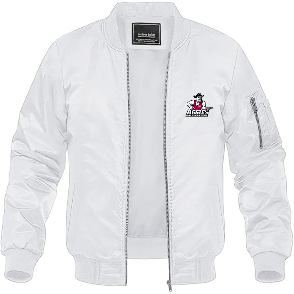 Men's Aggies New Mexico State Logo Lightweight Bomber Jacket Windbreaker Softshell Varsity Jacket Coat