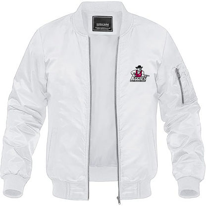 Men's Aggies New Mexico State Logo Lightweight Bomber Jacket Windbreaker Softshell Varsity Jacket Coat