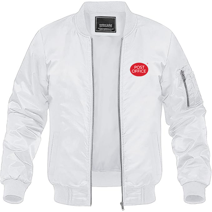 Men's Post Office Logo Lightweight Bomber Jacket Windbreaker Softshell Varsity Jacket Coat