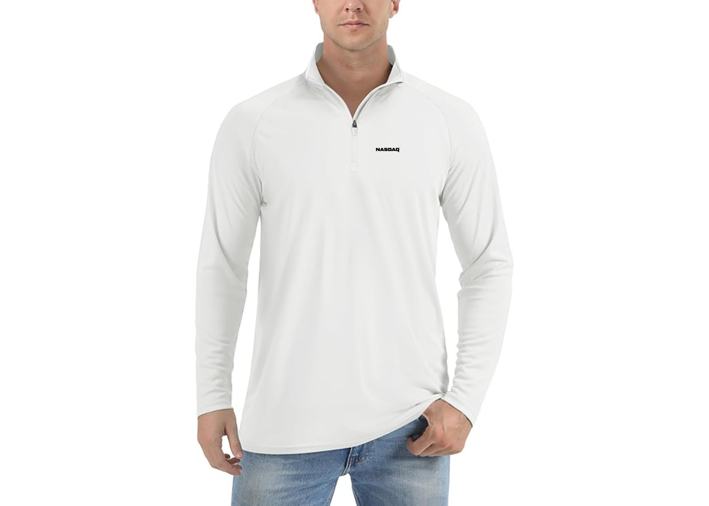 Men's Nasdaq Logo  Lightweight Quarter-Zip Athletic Shirt Long Sleeve Performance Wear