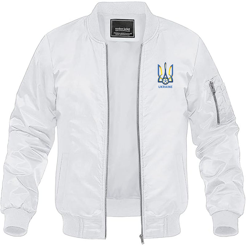 Men's Ukraine National Football Soccer Team Lightweight Bomber Jacket - White