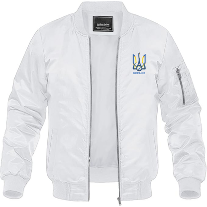 Men's Ukraine National Football Soccer Team Lightweight Bomber Jacket - White