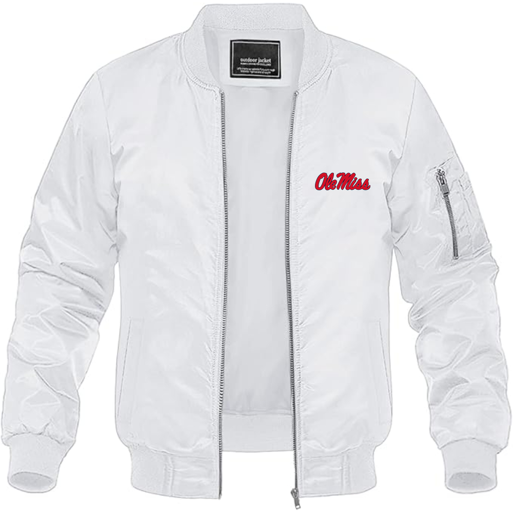 Men's Mississippi Rebels Logo Lightweight Bomber Jacket Windbreaker Softshell Varsity Jacket Coat