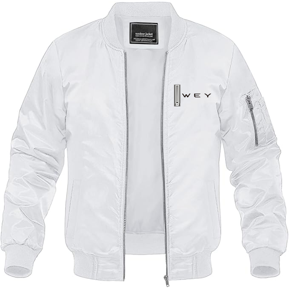 Men's WEY Logo Lightweight Bomber Jacket Windbreaker Softshell Varsity Jacket Coat