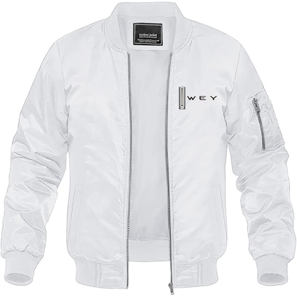 Men's WEY Logo Lightweight Bomber Jacket Windbreaker Softshell Varsity Jacket Coat