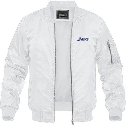 Men's Asics Logo Lightweight Bomber Jacket Windbreaker Softshell Varsity Jacket Coat