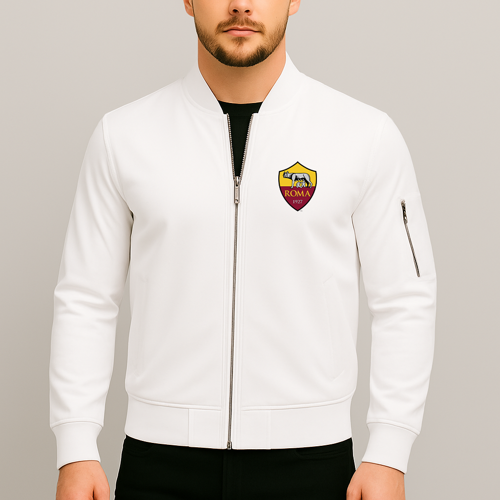 Men's AS Roma FC Lightweight Bomber Jacket - White