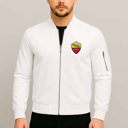 Men's AS Roma FC Lightweight Bomber Jacket - White