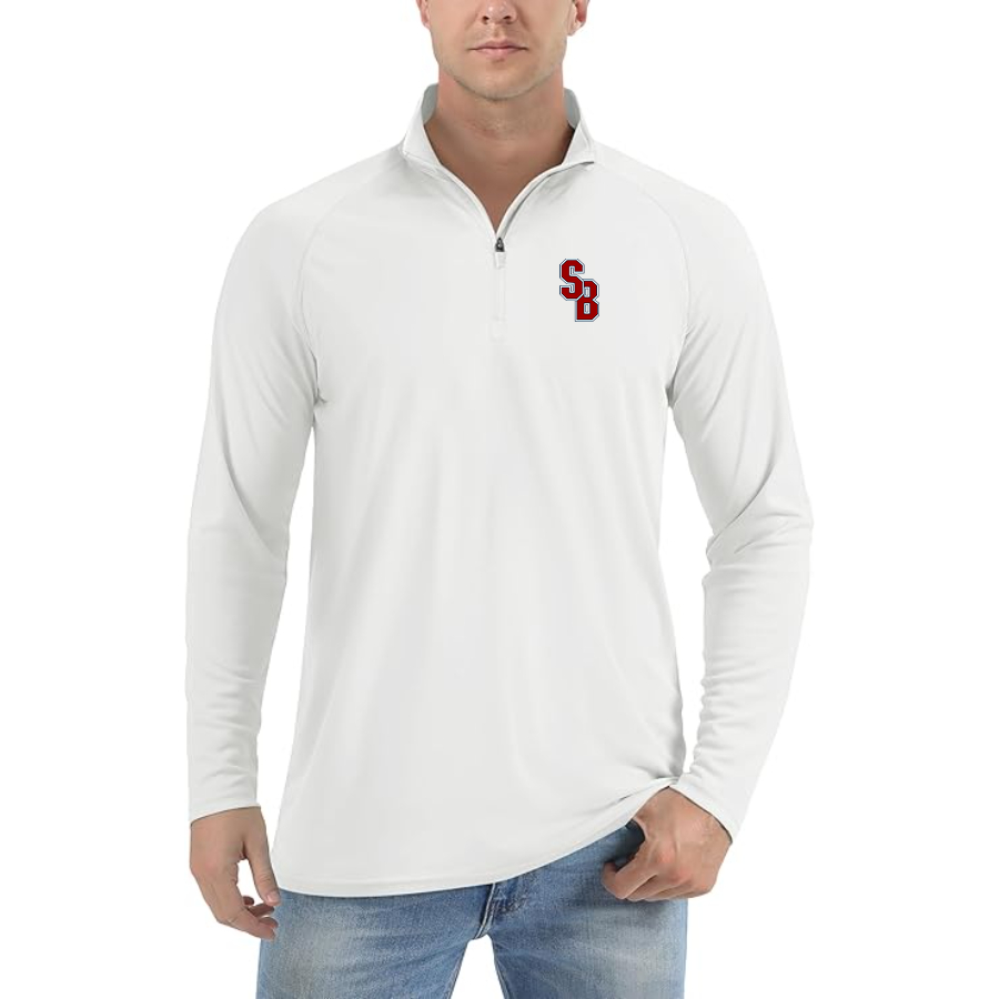 Men's Stony Brook Seawolves Lightweight Quarter-Zip Athletic Shirt Long Sleeve Western Carolina Catamounts - White
