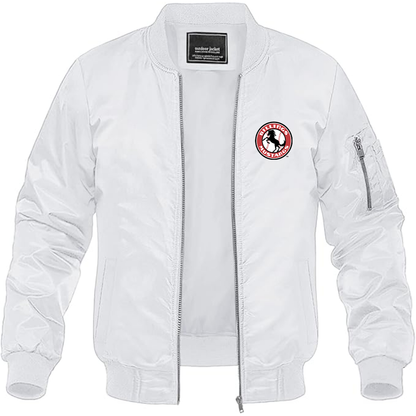 Men's Billings Mustangs Logo Lightweight Bomber Jacket Windbreaker Softshell Varsity Jacket Coat
