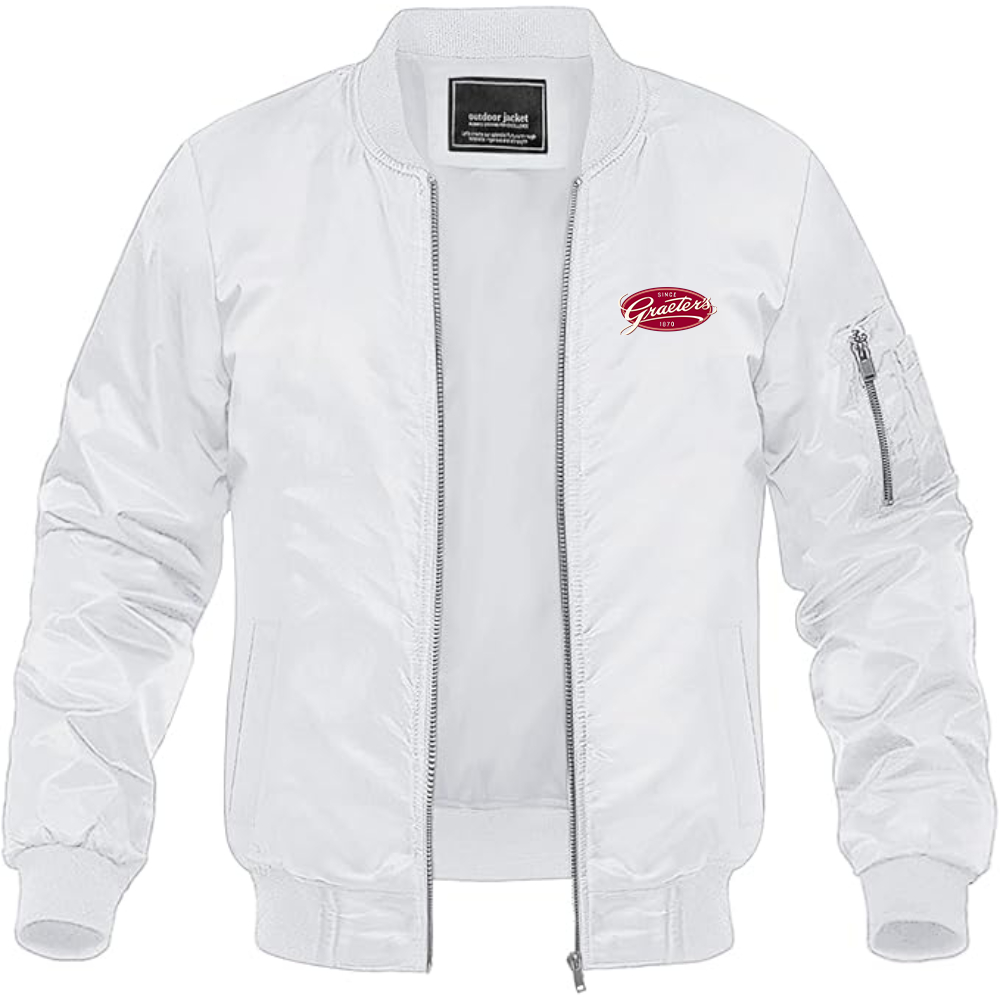 Men's  Graeters Logo Lightweight Bomber Jacket Windbreaker Softshell Varsity Jacket Coat