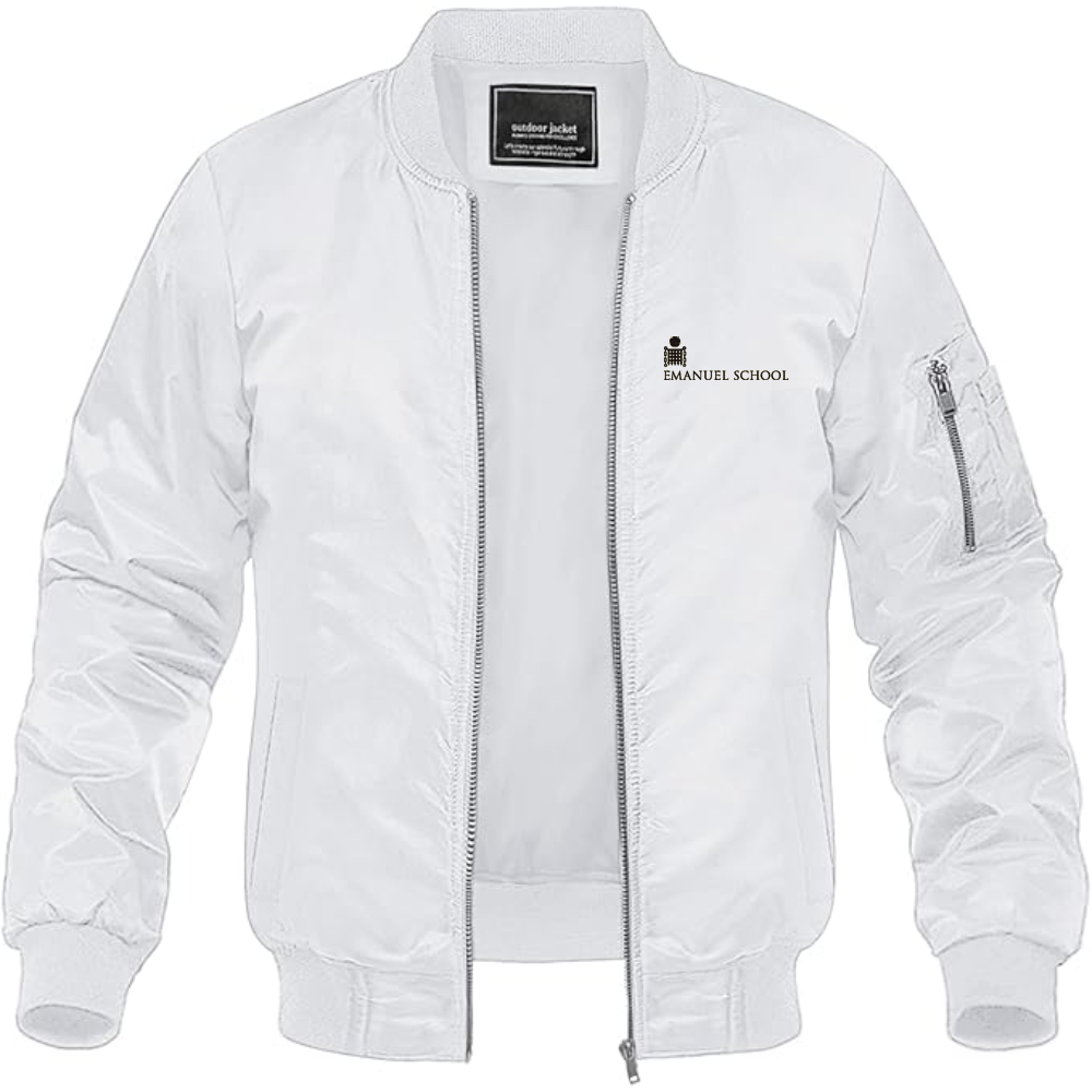 Men's Emanuel School Logo Lightweight Bomber Jacket Windbreaker Softshell Varsity Jacket Coat
