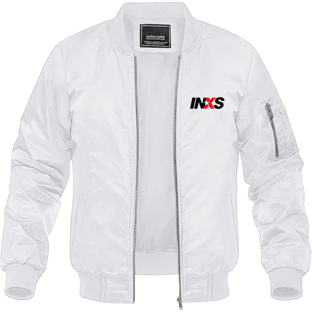 Men's INXS Logo Lightweight Bomber Jacket Windbreaker Softshell Varsity Jacket Coat