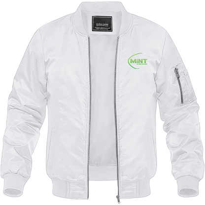 Men's Mint Radio Logo Lightweight Bomber Jacket Windbreaker Softshell Varsity Jacket Coat