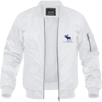 Men's Abercrombie & Fitch Moose Logo Lightweight Bomber Jacket Windbreaker Softshell Varsity Jacket Coat