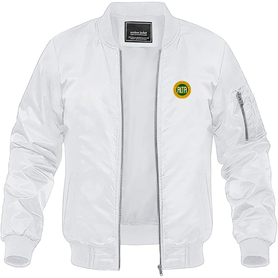 Men's Alta Automobile Logo Lightweight Bomber Jacket Windbreaker Softshell Varsity Jacket Coat