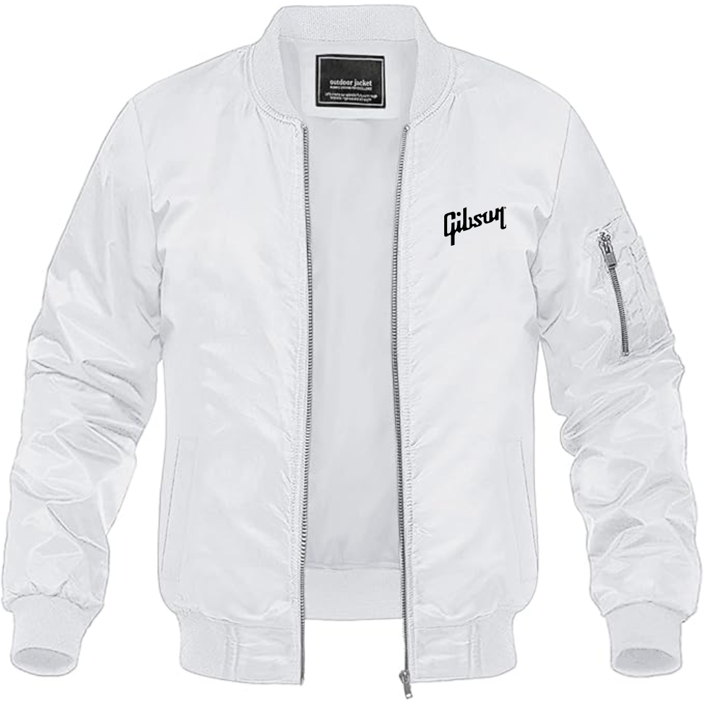 Men's Gibson Logo Lightweight Bomber Jacket Windbreaker Softshell Varsity Jacket Coat