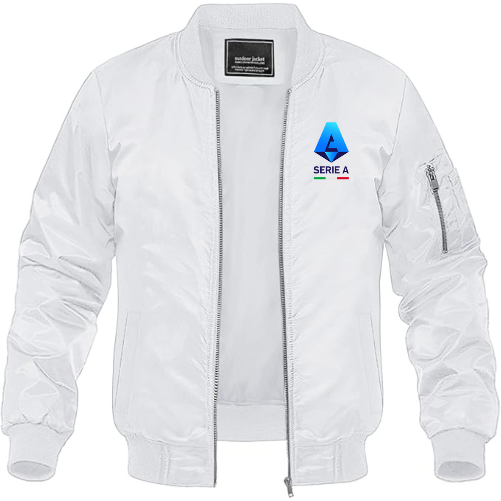 Men's  Italian Serie A Logo Lightweight Bomber Jacket Windbreaker Softshell Varsity Jacket Coat