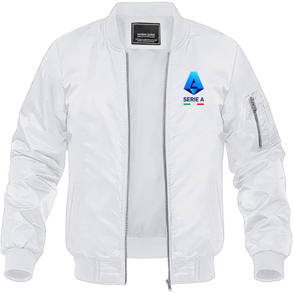 Men's  Italian Serie A Logo Lightweight Bomber Jacket Windbreaker Softshell Varsity Jacket Coat