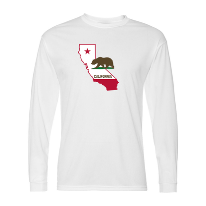 Men's  California Bear Map Performance Long Sleeve T-Shirt