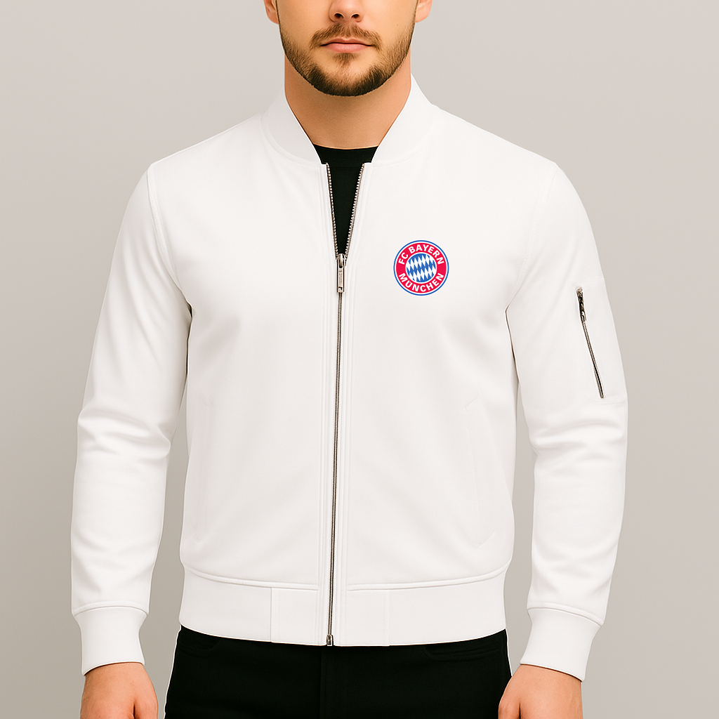 Men's F.C. Bayern Munchen Soccer Lightweight Bomber Jacket - White
