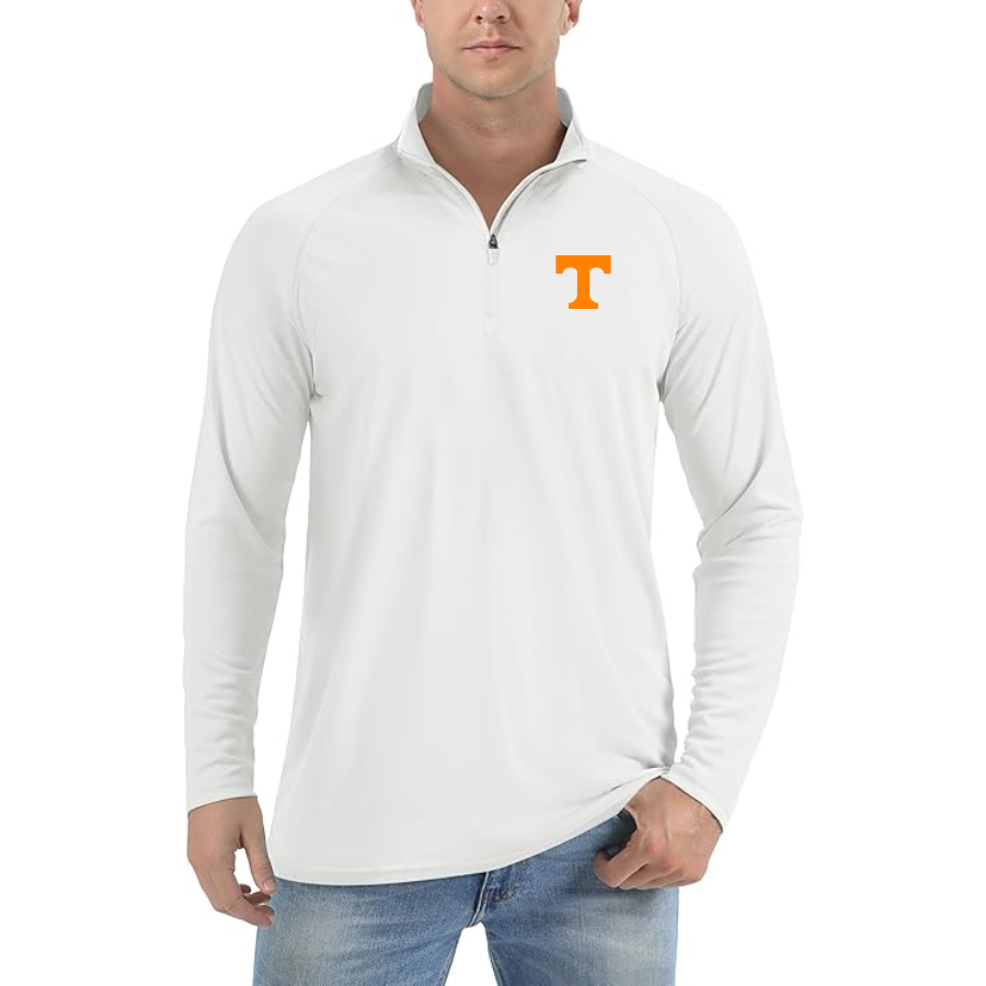 Men's Tennessee Volunteers Lightweight Quarter-Zip Athletic Shirt Long Sleeve Performance - White