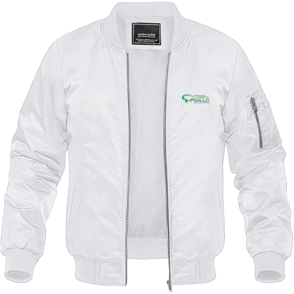 Men's Farmacia Loreto Gallo Logo Lightweight Bomber Jacket Windbreaker Softshell Varsity Jacket Coat