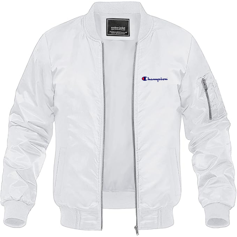 Men's Champion Logo Lightweight Bomber Jacket Windbreaker Softshell Varsity Jacket Coat