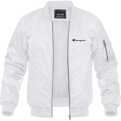 Men's Champion Logo Lightweight Bomber Jacket Windbreaker Softshell Varsity Jacket Coat