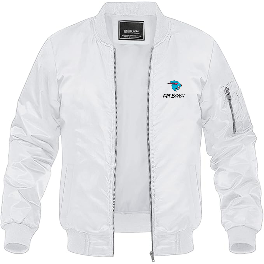 Men's Mr Beast Logo  Lightweight Bomber Jacket Windbreaker Softshell Varsity Jacket Coat