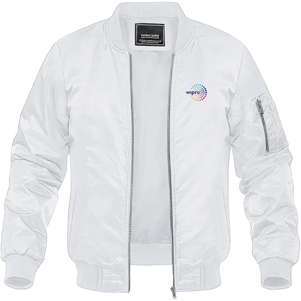 Men's  Wipro Logo Lightweight Bomber Jacket Windbreaker Softshell Varsity Jacket Coat