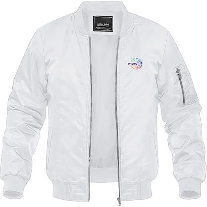 Men's  Wipro Logo Lightweight Bomber Jacket Windbreaker Softshell Varsity Jacket Coat
