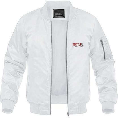 Men's Seattle Redhawks Logo Lightweight Bomber Jacket Windbreaker Softshell Varsity Jacket Coat