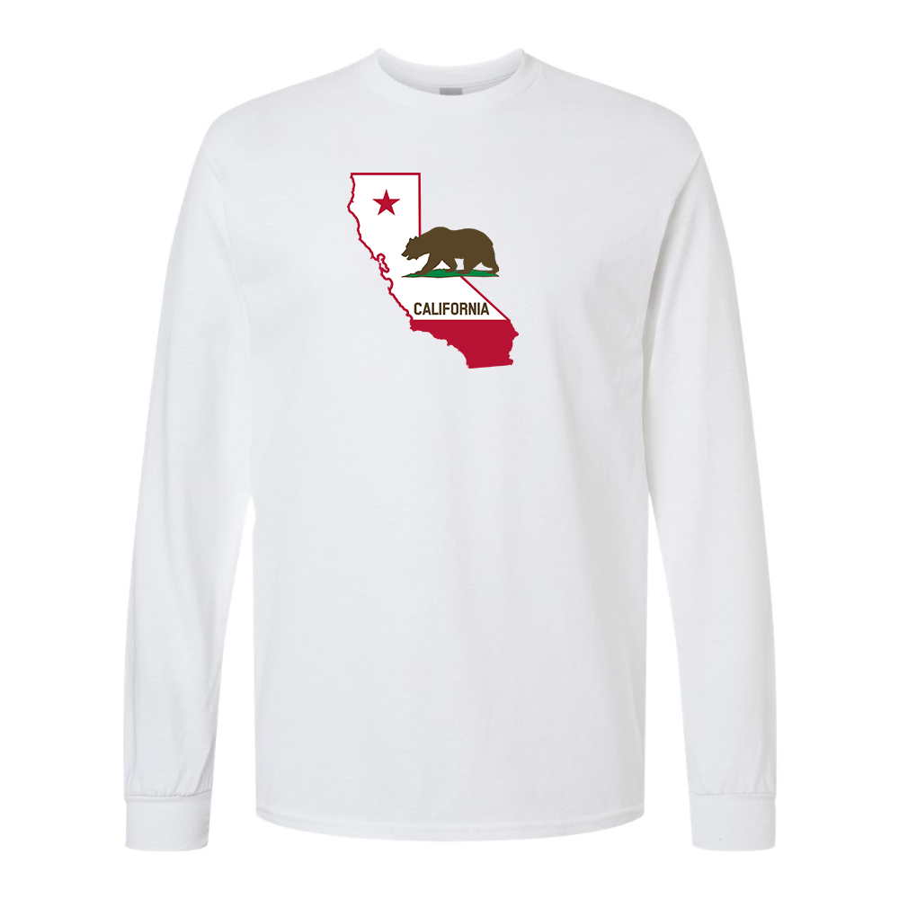 Men's  California Bear Map Gildan Heavy Cotton Long Sleeve T-Shirt