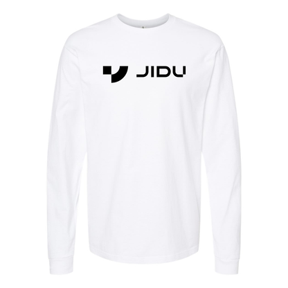 Men's Jidu Logo Cotton Long Sleeve T-Shirt