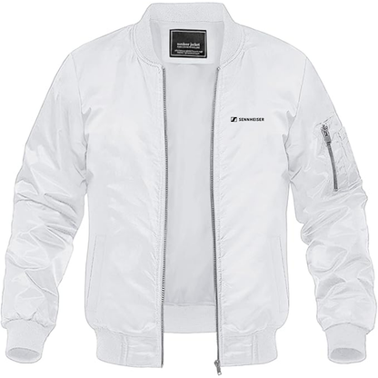 Men's Sennheiser Logo  Lightweight Bomber Jacket Windbreaker Softshell Varsity Jacket Coat