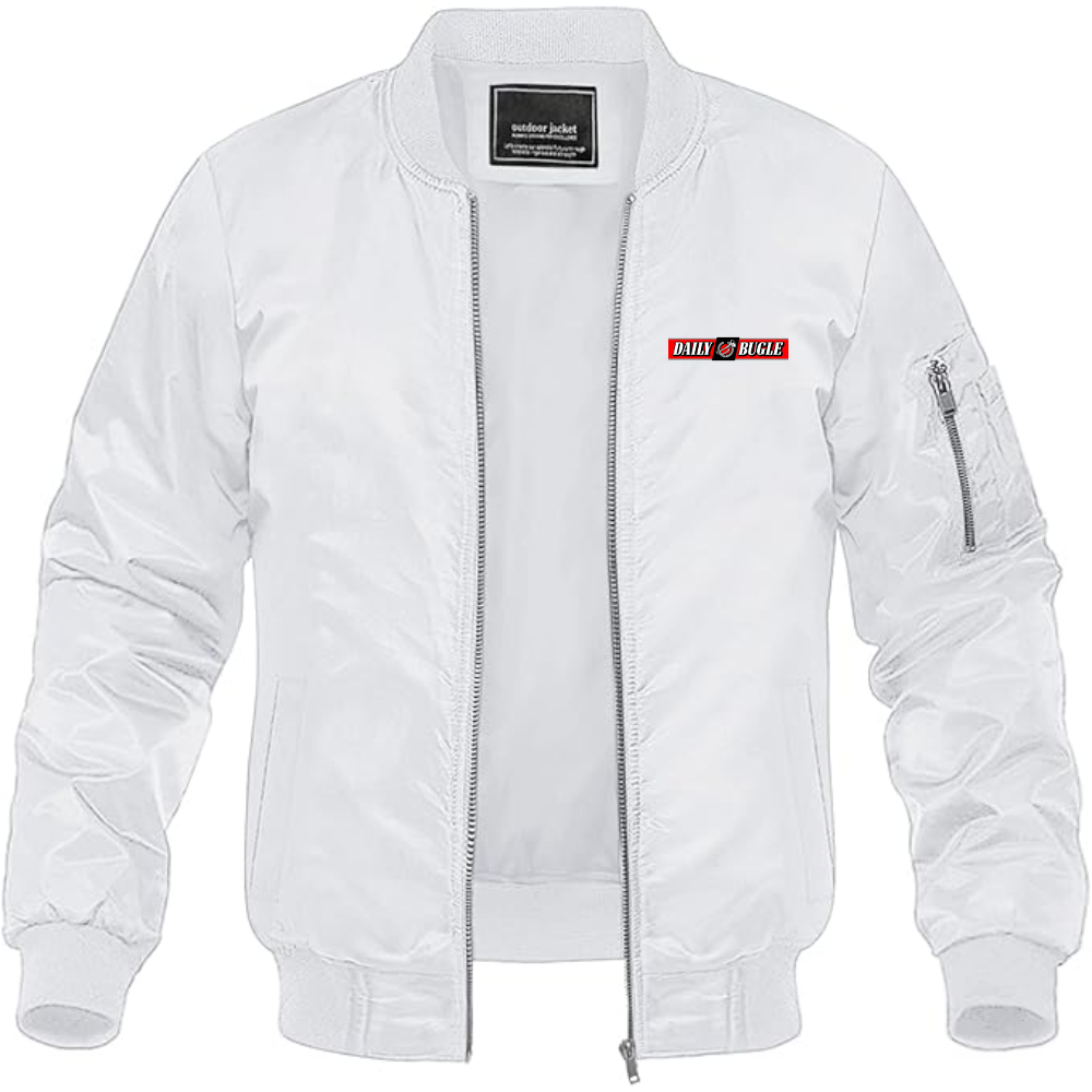 Men's Daily Bugle Logo Lightweight Bomber Jacket Windbreaker Softshell Varsity Jacket Coat
