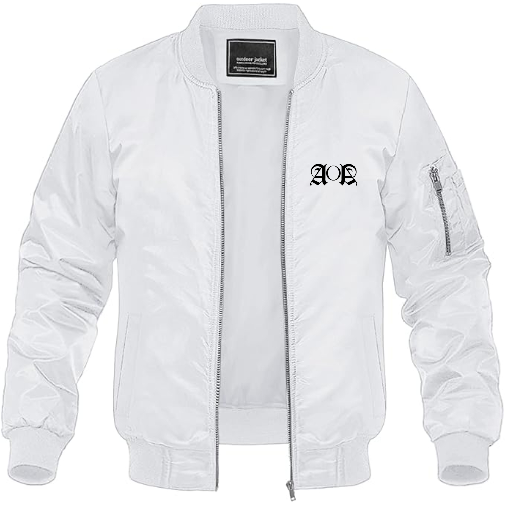 Men's AOA Logo Lightweight Bomber Jacket Windbreaker Softshell Varsity Jacket Coat