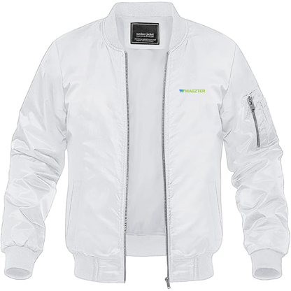 Men's MAGZTER Logo Lightweight Bomber Jacket Windbreaker Softshell Varsity Jacket Coat