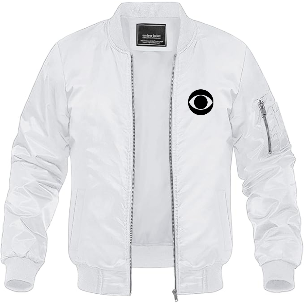 Men's CBS Logo Lightweight Bomber Jacket Windbreaker Softshell Varsity Jacket Coat