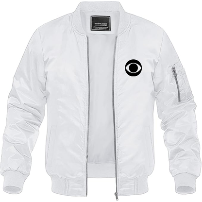 Men's CBS Logo Lightweight Bomber Jacket Windbreaker Softshell Varsity Jacket Coat
