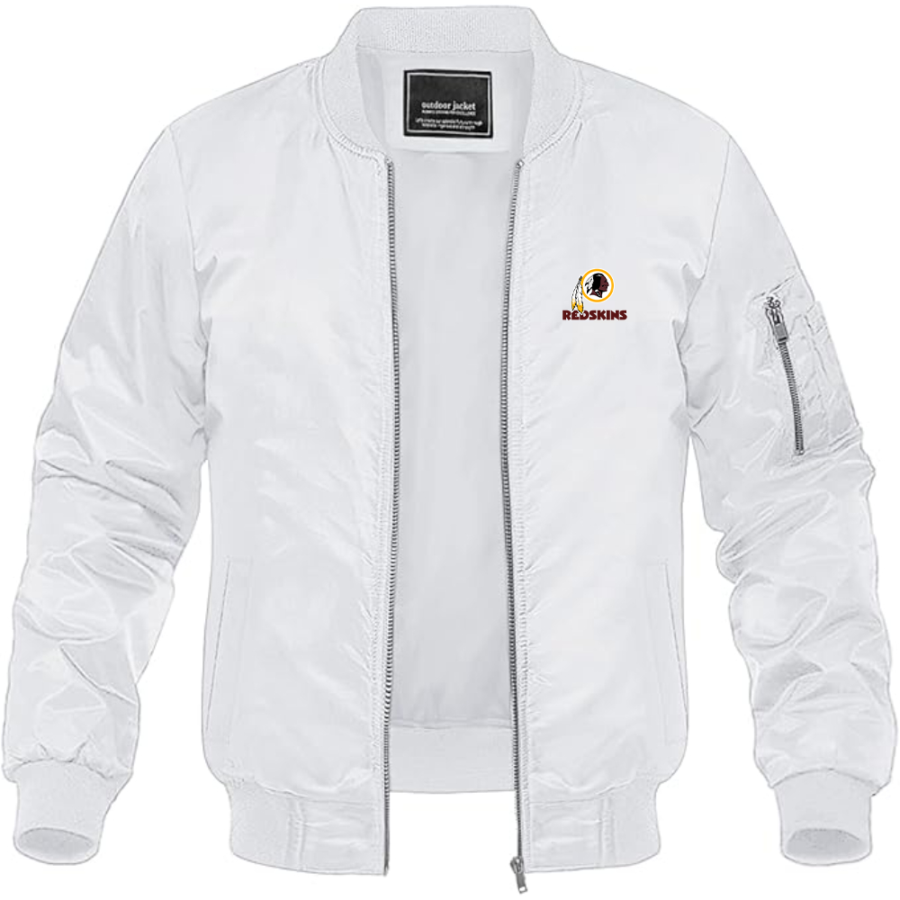 Men's Washington Redskins Logo Lightweight Bomber Jacket Windbreaker Softshell Varsity Jacket Coat