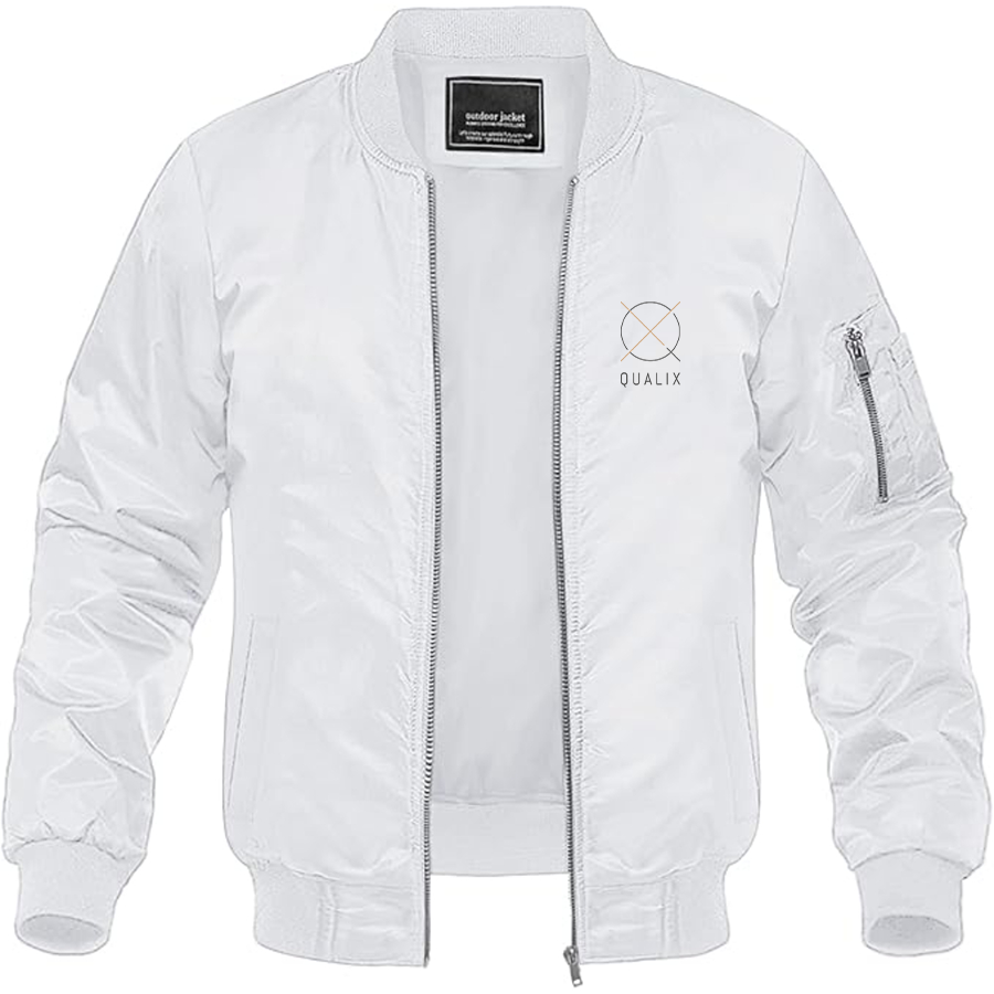 Men's QUALIX Logo Lightweight Bomber Jacket Windbreaker Softshell Varsity Jacket Coat