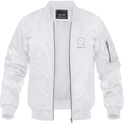 Men's QUALIX Logo Lightweight Bomber Jacket Windbreaker Softshell Varsity Jacket Coat